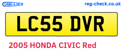 LC55DVR are the vehicle registration plates.