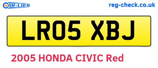 LR05XBJ are the vehicle registration plates.