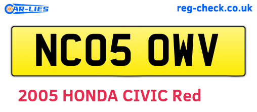 NC05OWV are the vehicle registration plates.