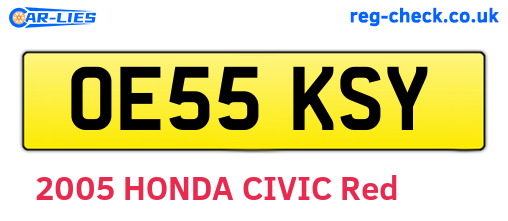 OE55KSY are the vehicle registration plates.