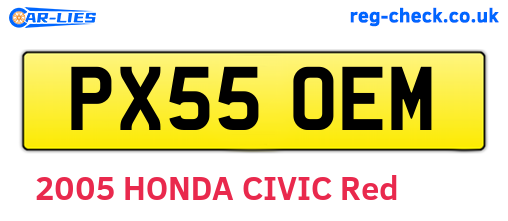 PX55OEM are the vehicle registration plates.