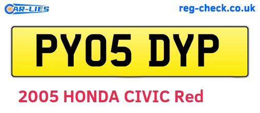 PY05DYP are the vehicle registration plates.