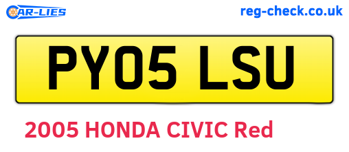 PY05LSU are the vehicle registration plates.