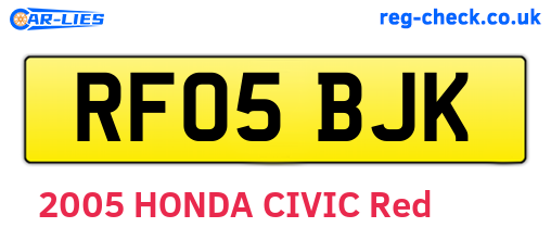RF05BJK are the vehicle registration plates.