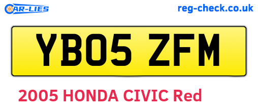 YB05ZFM are the vehicle registration plates.