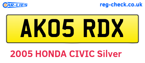 AK05RDX are the vehicle registration plates.