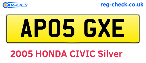 AP05GXE are the vehicle registration plates.