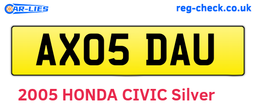 AX05DAU are the vehicle registration plates.