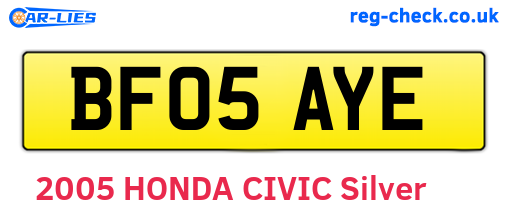 BF05AYE are the vehicle registration plates.