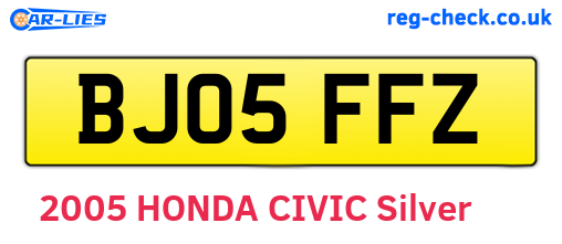 BJ05FFZ are the vehicle registration plates.