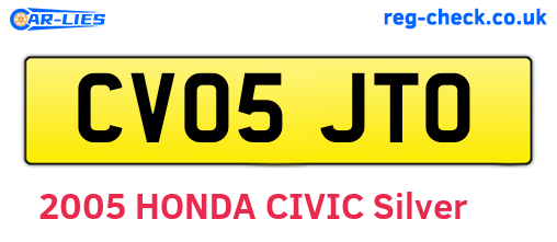 CV05JTO are the vehicle registration plates.