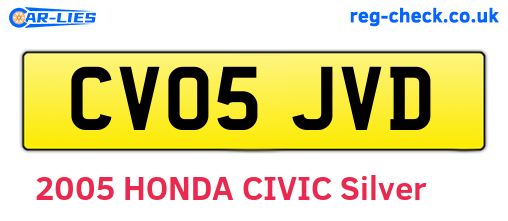 CV05JVD are the vehicle registration plates.