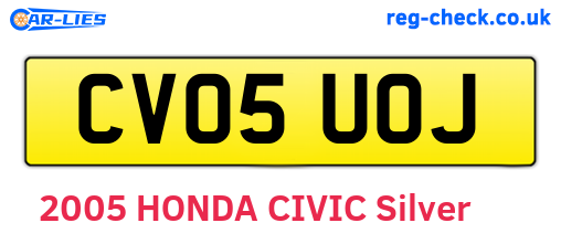 CV05UOJ are the vehicle registration plates.