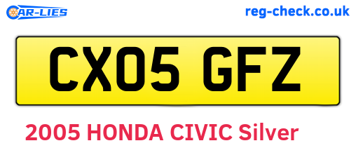 CX05GFZ are the vehicle registration plates.