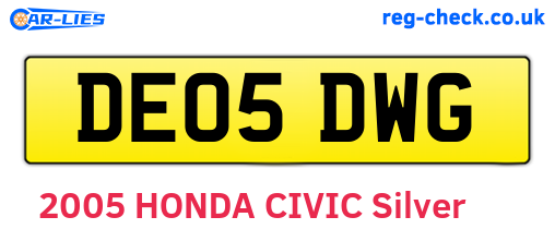 DE05DWG are the vehicle registration plates.