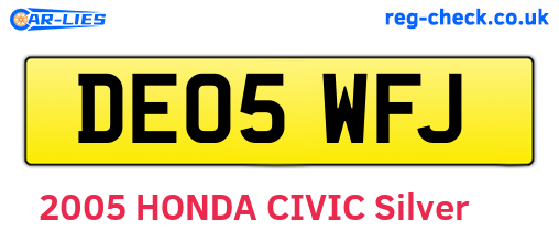 DE05WFJ are the vehicle registration plates.