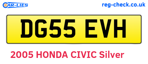 DG55EVH are the vehicle registration plates.