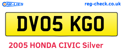 DV05KGO are the vehicle registration plates.