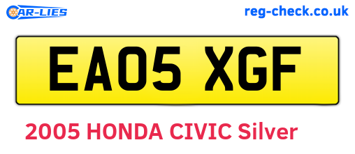 EA05XGF are the vehicle registration plates.