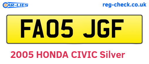 FA05JGF are the vehicle registration plates.