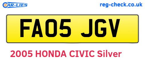 FA05JGV are the vehicle registration plates.