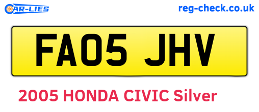 FA05JHV are the vehicle registration plates.