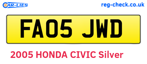 FA05JWD are the vehicle registration plates.