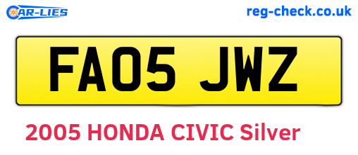 FA05JWZ are the vehicle registration plates.
