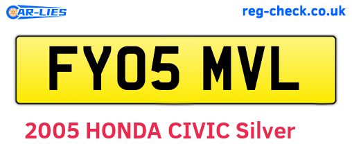 FY05MVL are the vehicle registration plates.