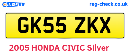 GK55ZKX are the vehicle registration plates.