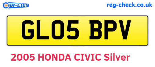GL05BPV are the vehicle registration plates.