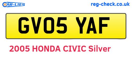 GV05YAF are the vehicle registration plates.