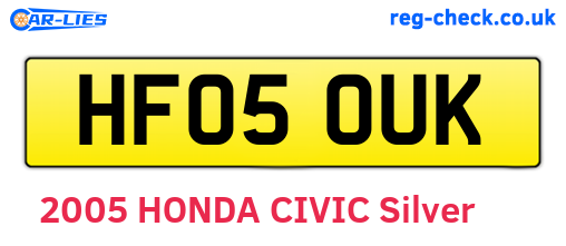 HF05OUK are the vehicle registration plates.