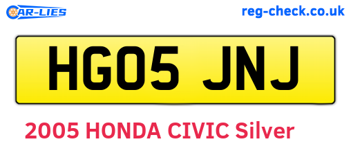 HG05JNJ are the vehicle registration plates.