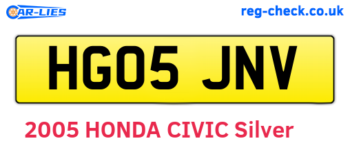 HG05JNV are the vehicle registration plates.