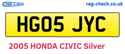 HG05JYC are the vehicle registration plates.