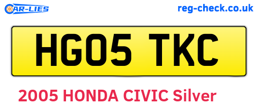 HG05TKC are the vehicle registration plates.