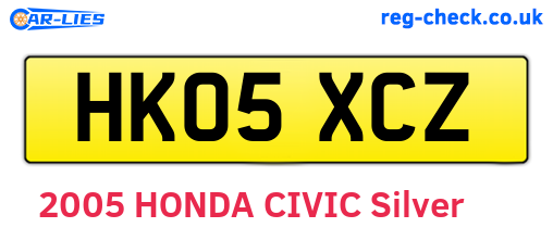 HK05XCZ are the vehicle registration plates.