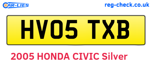 HV05TXB are the vehicle registration plates.