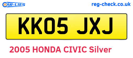 KK05JXJ are the vehicle registration plates.