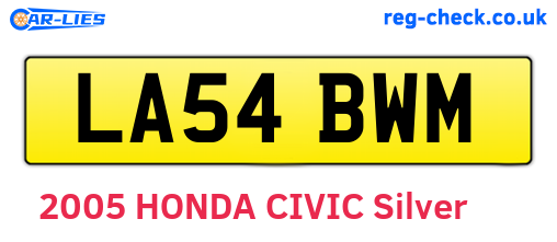 LA54BWM are the vehicle registration plates.