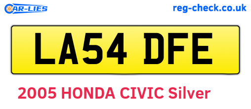 LA54DFE are the vehicle registration plates.