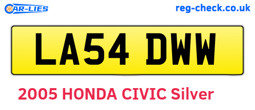 LA54DWW are the vehicle registration plates.