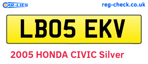 LB05EKV are the vehicle registration plates.