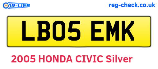 LB05EMK are the vehicle registration plates.