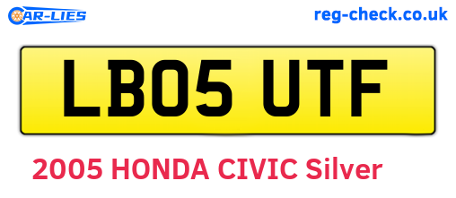 LB05UTF are the vehicle registration plates.