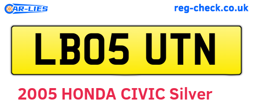 LB05UTN are the vehicle registration plates.
