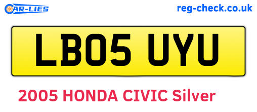 LB05UYU are the vehicle registration plates.