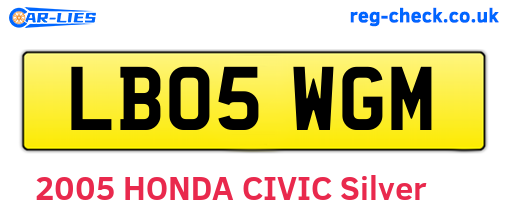LB05WGM are the vehicle registration plates.