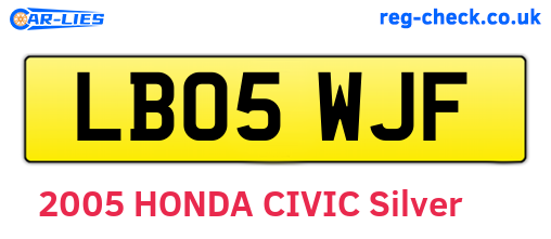 LB05WJF are the vehicle registration plates.